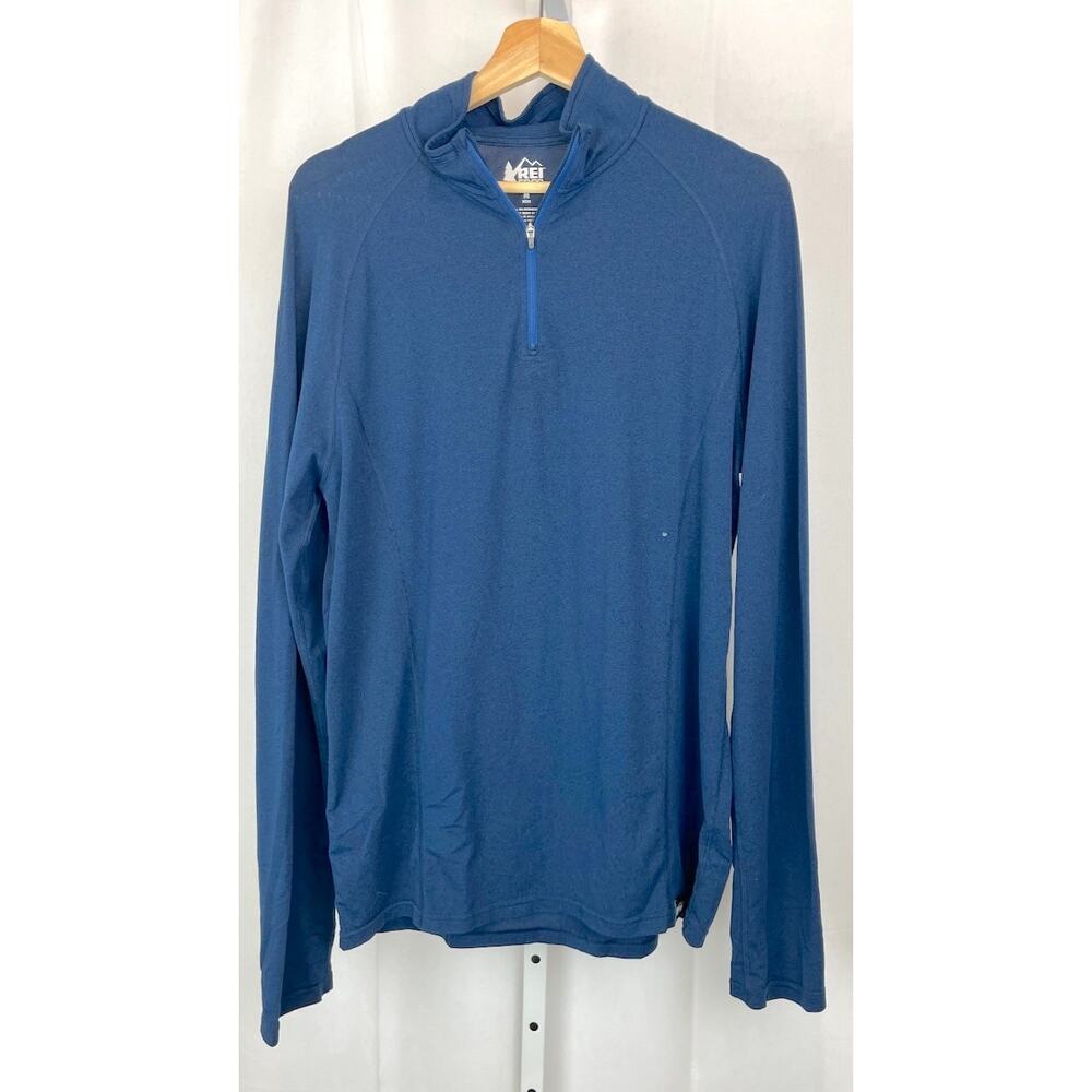 REI Co-Op Mens 1/4 Zip Tech Shirt 887279 Travel Hike Camp Pullover Blue Size M